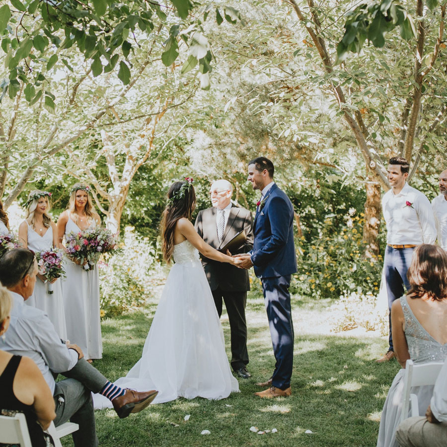 bride and groom getting married