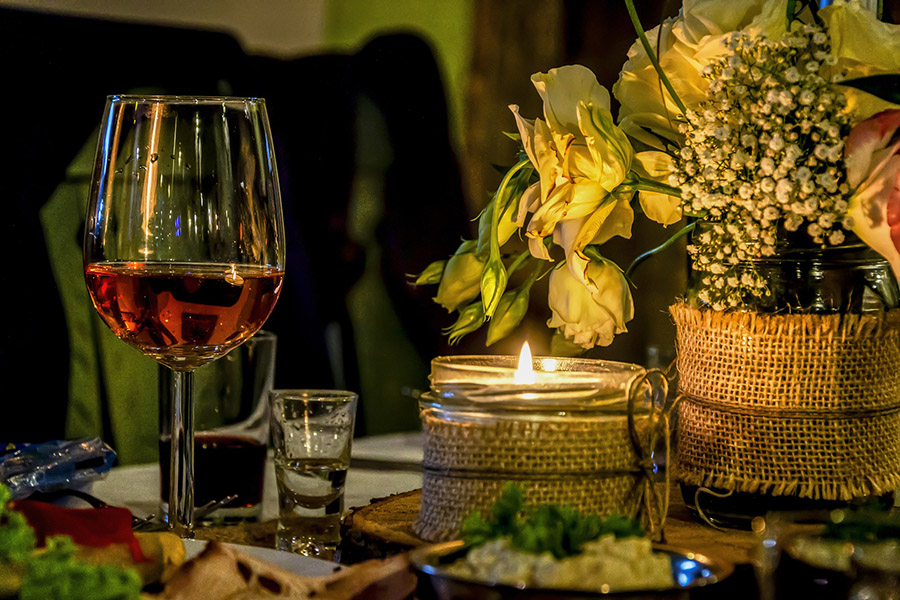 wine glass on table